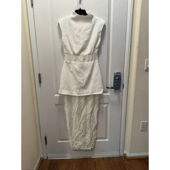 CURAAE Bond Sleeveless Mesh Maxi Dress In White Cocktail Size S NW0T - Picture 3 of 5